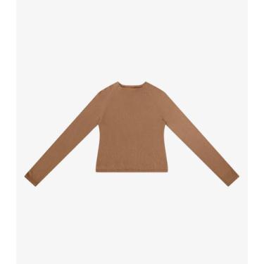 Imagem de Blusa Feminina Manga Longa Em Ribana Rovitex Marrom, P, Marrom