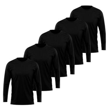 Imagem de Kit 5 Camisetas Manga Longa Segunda Pele Masculina Lisa Dry Academia Fit-Masculino