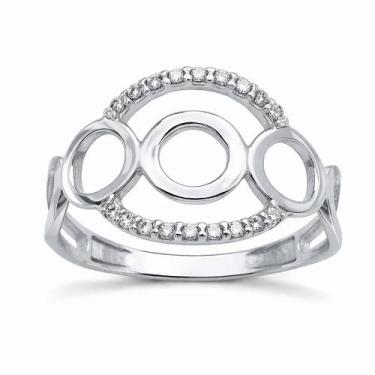 Imagem de Anel em Ouro Branco 18K com Diamantes e Circulos Vazados - Justino Rib