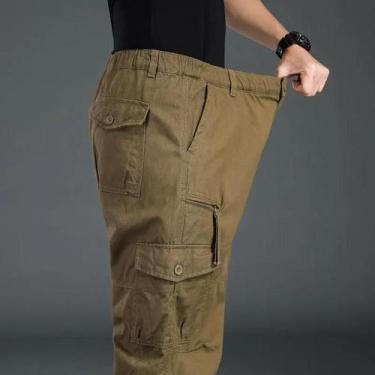Imagem de Calças Cargo Táticas Masculinas De Tamanho Grande Com Cintura Elástica