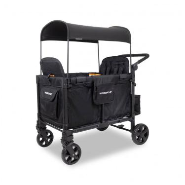 Imagem de Carrinho Wagon WONDERFOLD W4 Elite Pro Preto 4 Lugares com Arnês 5 Pontos e Dossel UV A...