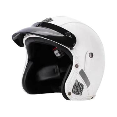 Imagem de Capacete Retrô Vintage De Couro PU Aberto 3/4 Para Motocicleta Chopper