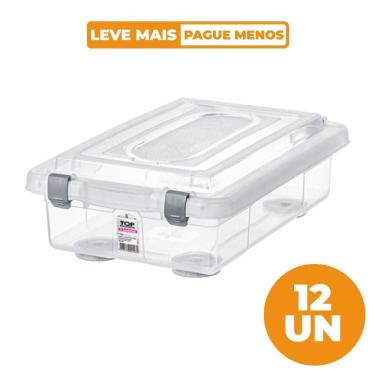 Imagem de Kit 12 Caixas Organizadoras Top Stock para Armazenar com Empilhamento Seguro em Ambient...