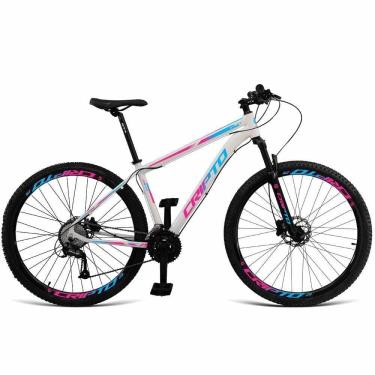 Imagem de Bicicleta Aro 29 27v Alivio Freio Hidraulico K7 Trava - Branco-azul E Rosa - 15" B...