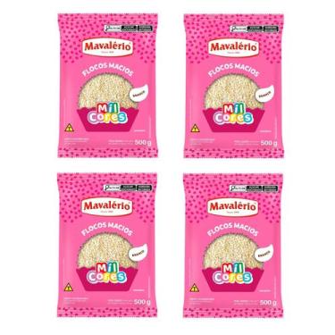 Imagem de 4 x FLOCOS MACIO MAVALÉRIO MIL CORES 500g - BRANCO
