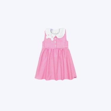 Imagem de Vestido Xadrez Bebê Menina Mundo Cinti 10402, Rosa, Branco, 2