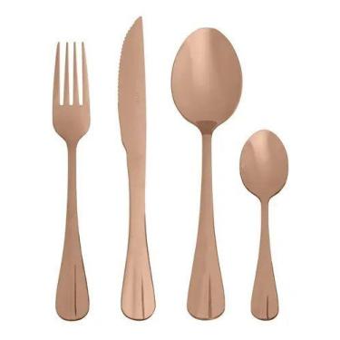Imagem de Faqueiro 24 Peças De Aço Inox Jogo Talheres Luxo Buffet - LYOR, Rose G