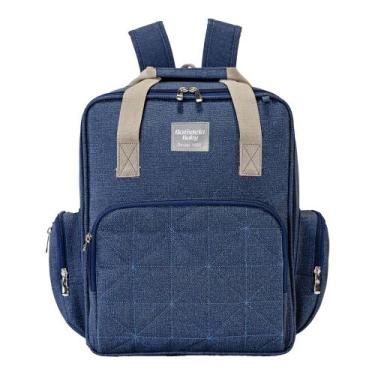 Imagem de Mochila Maternidade Azul Bolso Frontal Térmico - Batistela - Batistela