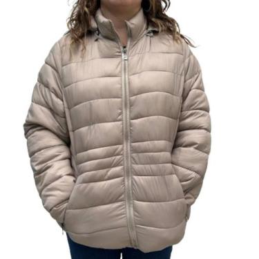 Imagem de Jaqueta feminina plus size city lady puffer nylon 628026, Creme, G2