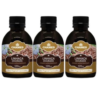 Imagem de Kit 3 Óleos Vegetais De Linhaça Dourada 120Ml - Chamel