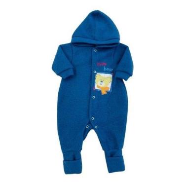 Imagem de Macacão Infantil Soft Quentinho Bordado Capuz  Masculino - Sanny Baby,