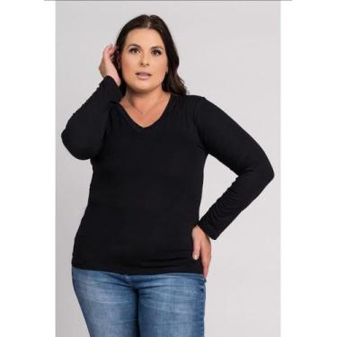 Imagem de Blusa Plus Size Manga Longa Segunda Pele - CASTELE MODAS, G3, Cinza cl