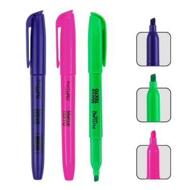 Imagem de Kit Com 3 Marca Texto Cores Mescladas Para Uso Diário Anotações e Orga