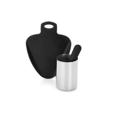 Imagem de Kit Caipirinha Com Copo Inox ,Pilão, Apoio Para Cortes - Forma, Preto