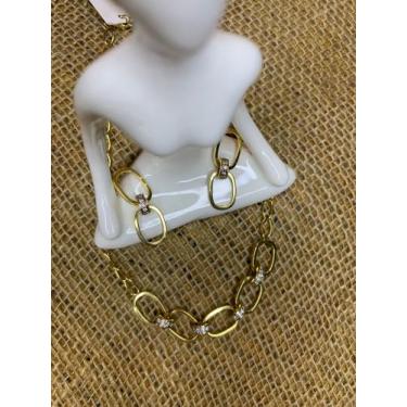 Imagem de Conjunto brinco e colar elos - Semijoias Shofar 