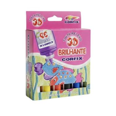 Imagem de KIt Tinta Dimensional Brilhante Relevo 3D Corfix 6 Cores