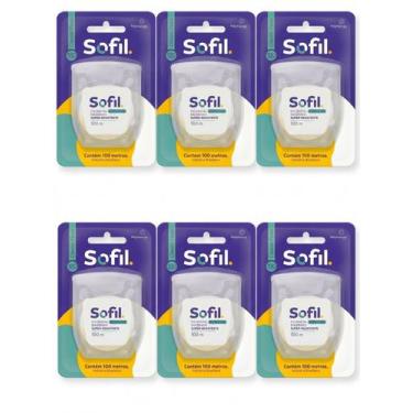 Imagem de Fio Dental Extrafino Encerado Menta Sofil 100m Kit com 6