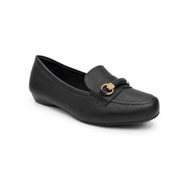 Imagem de Sapatilha Modare Preta Detalhe Dourado Elegante -, Preto, 36