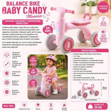Imagem de Bike Infantil UNITOYS com Luzes e 4 Rodas Rosa para Crianças a partir 