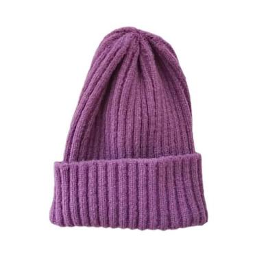 Imagem de Gorro Feminino De Inverno Em Tricô Quente E Macio Estilo Kpop Moderno 