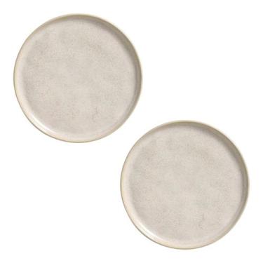 Imagem de Conjunto 2 Pratos Sobremesa Cerâmica Borda Orgânica Latte - Porto Bras