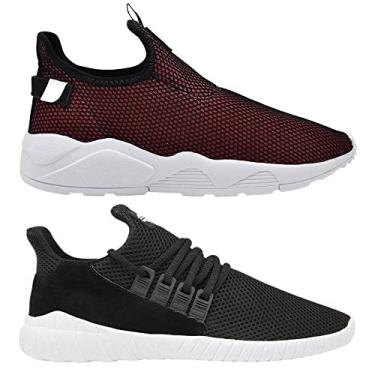 Imagem de Kit 2 Tênis Caminhada Academia Fitness Leve Macio Confortável - 40 - Vermelho