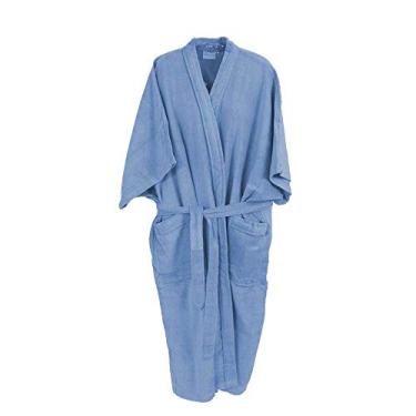 Imagem de ROUPÃO DE BANHO VELUDO ADULTO 100% ALGODÃO PLUS SIZE AZUL Tam. GGG