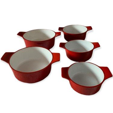 Imagem de Jogo 5 Panela Alumínio Fundido Antiaderente Cerâmica Vermelh