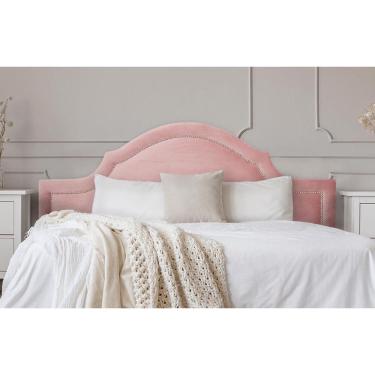 Imagem de Cabeceira Casal Provençal 140x60cm Veludo Rosê - T. Prata