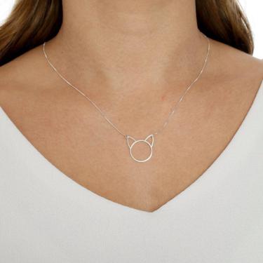 Imagem de Gargantilha com pingente de gato prata 925