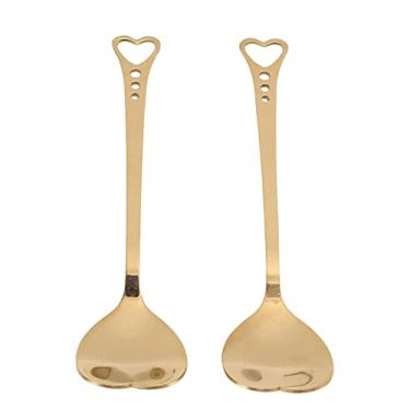 Imagem de Colheres de sobremesa, colheres de bolo em forma de coração para casa para restaurante para escritório ouro