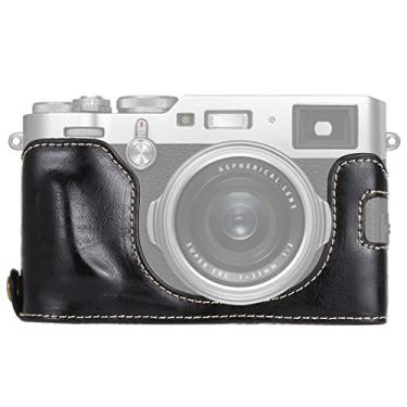 Imagem de HONGYAN capa da câmera 1/4 de polegada thread PU couro câmera metade da caixa para fujifilm x100f acessórios para câmera