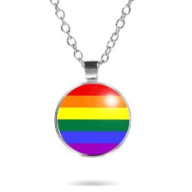 Imagem de Colar Bandeira do Orgulho Gay Pride Cores do Arco Íris LGBT Unissex