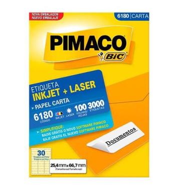 Imagem de Etiqueta P/ Imprimir Inkjet Laser Carta Pimaco 6180 C/ 3000 Etiquetas
