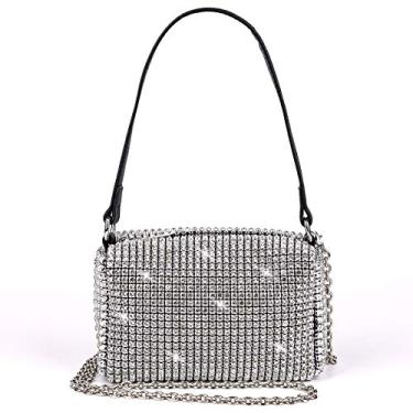 Imagem de Bolsa clutch noturna com cristais brilhantes para mulheres e meninas, bolsa tiracolo brilhante, para casamentos, formaturas, festas, clubes, bolsas, Diamantes brancos, Medium