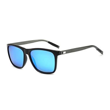 Imagem de Óculos de sol polarizados de alumínio e magnésio para homens designer de luxo retrô vintage moda quadrado óculos de sol, preto, espelho azul, um