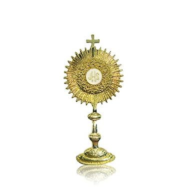 Imagem de Broche Botton Botom Mini Ostensório Santíssimo JHS Pequeno Ministro da Eucaristia 7cm
