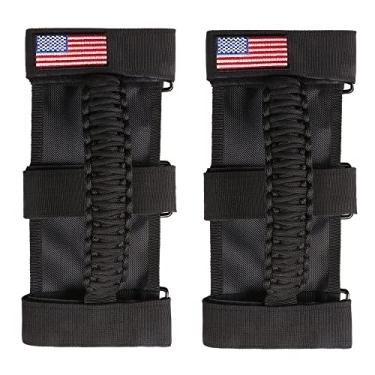 Imagem de BESTAOO 2 alças de suporte para Jeep Wrangler YJ TJ JK JL & Gladiator JT 1955-2024 UTV ATV 1955-2024, adequado para barras giratórias de 2 a 10 cm, fivela de metal (preta)