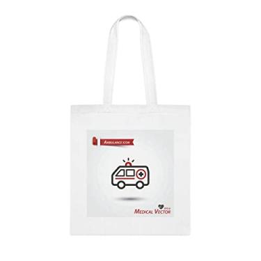 Imagem de Sacola de vetor médico com ícone de ambulância, presente divertido, bolsa de ombro, bolsas reutilizáveis, ideia de presente de cesta de Natal de aniversário, Branco