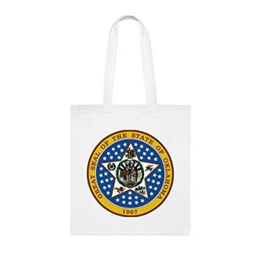Imagem de Bolsa Oklahoma, presente para amantes de Oklahoma, presente de Oklahoma, bolsa de ombro Oklahoma, bolsas reutilizáveis Oklahoma, ideia de presente de cesta de Natal de aniversário, Branco