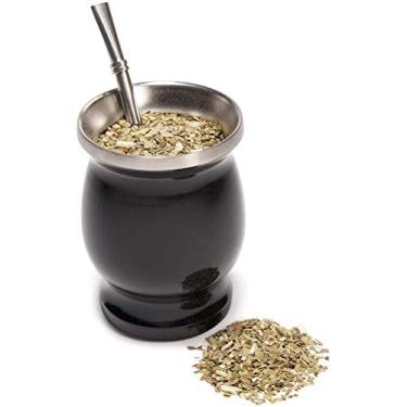 Imagem de Faruxue Conjunto de cueca/xícara de chá de erva mate (copo tradicional mate - 230 ml), inclui 1 colher de palha (canudos de erva mate), copo de cabaça de aço inoxidável copo de isolamento de xícara de chá, fácil de limpar
