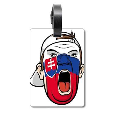 Imagem de Bandeira da Eslováquia Pintura Facial Boné de Maquiagem Bolsa Etiqueta Bagagem Cartão Suspenso Rótulo, multicolored