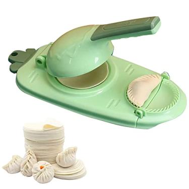 Imagem de Conjunto de ferramentas de prensagem de massa 2 em 1 faça você mesmo molde de máquina de empanada manual de cozinha embalagem Gyoza ferramenta fácil para iniciantes, verde, 27,5 * 8 cm