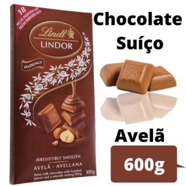 Imagem de Chocolates Importado Lindt Avelã Ao Leite 100G 6 Unidades