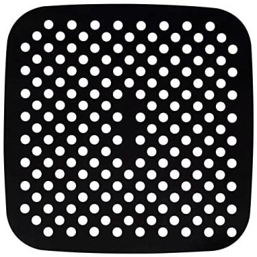Imagem de tapete em silicone para cozimento em fritadeira elétrica forro perfurado para air fryer reutilizável (18,50 cm, preto)