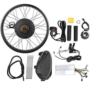 Imagem de EVTSCAN Kit de motor de bicicleta elétrica, bicicleta elétrica 48 V 1000 W, kit de conversão de motor roda 66 x 10 cm (tração traseira com volante)