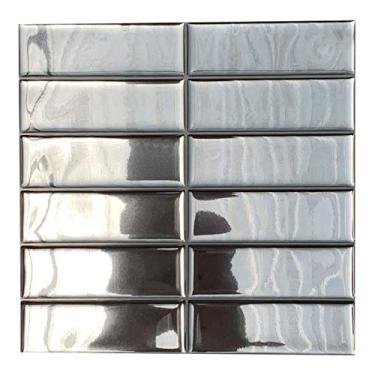 Imagem de Pastilha Adesiva Espelhada Tijolinho Kit- 4 Placas