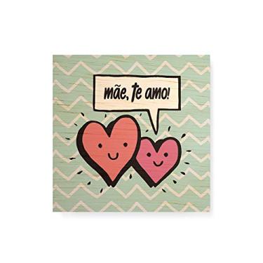 Imagem de Arte Maníacos Quadro Decorativo em Madeira Mãe Te amo Corações - 30x30cm