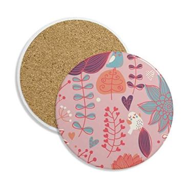 Imagem de Caneca para porta-copos com tinta de flor de linha vermelha para proteção de mesa Pedra absorvente