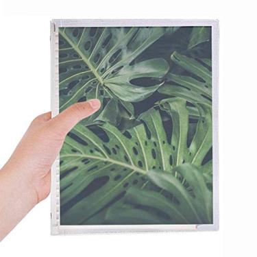 Imagem de Caderno de folhas verdes com imagem de planta noturna natureza folhas soltas diário recarregável artigos de papelaria